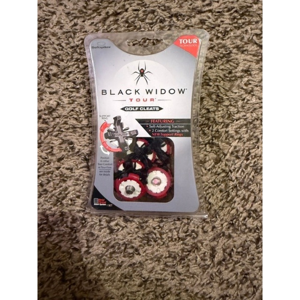 Softspikes Black Widow Tour Golf Cleats Small Metal Thread 22 Count Red Black
